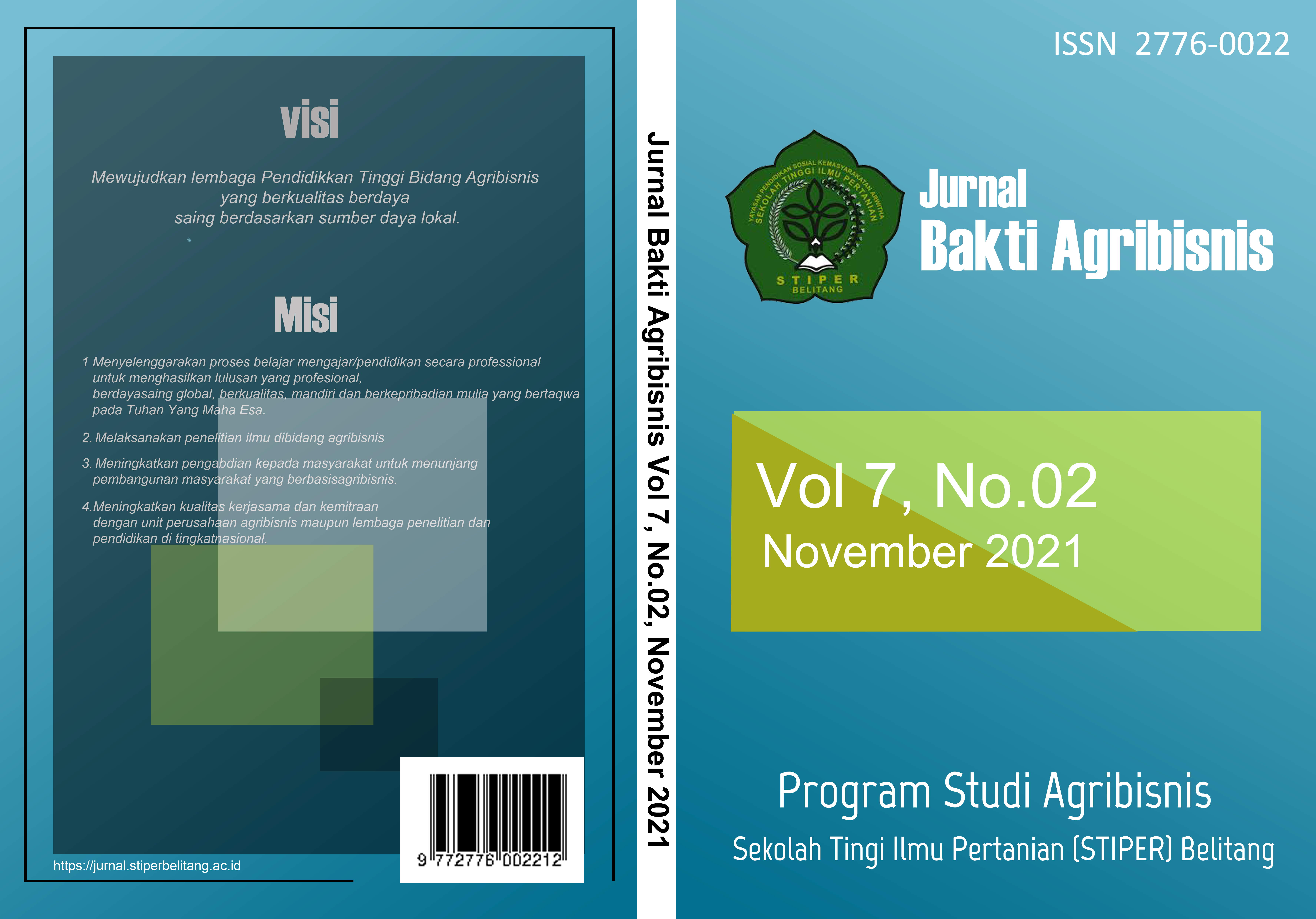 Jurnal Bakti Agribisnsi Vol 7, No.02 November 2021