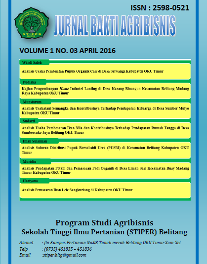Jurnal Bakti Agribisnis Vol. 1 No. 03 (2016)