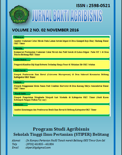 Jurnal Bakti Agribisnis Vol. 2 No. 2 (2016)